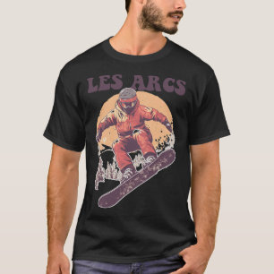 Les Arcs France Retro Snowboard T-Shirt
