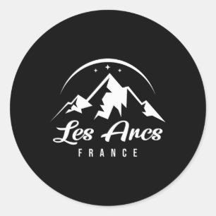 Les Arcs France Ski Resort Skiing Snowboarding Sou Classic Round Sticker