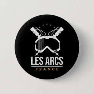 Les Arcs France Ski Resort Vintage Skiing Snowboar 6 Cm Round Badge