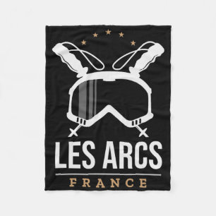Les Arcs France Ski Resort Vintage Skiing Snowboar Fleece Blanket