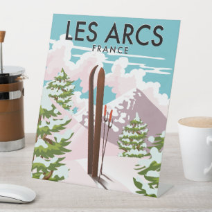 Les Arcs France travel ski Pedestal Sign