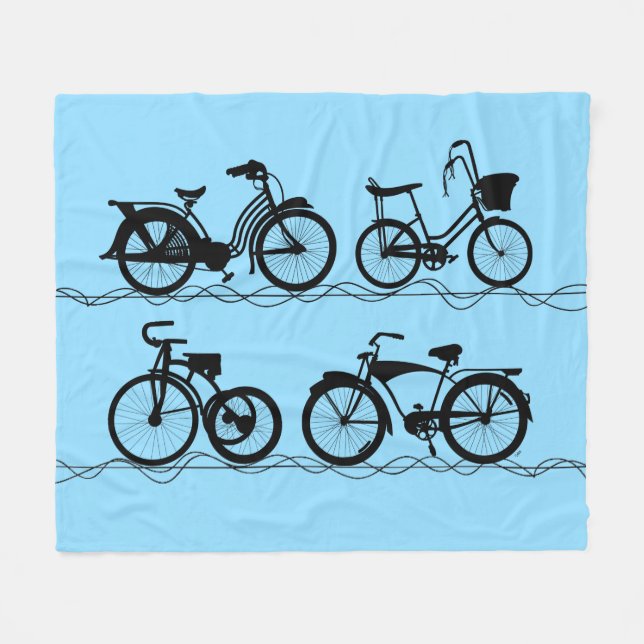 Les Bicyclettes Black Fleece Blanket (Front (Horizontal))