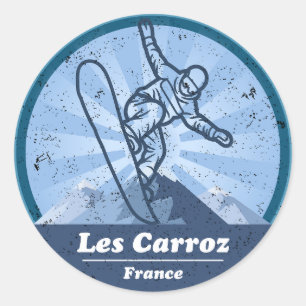 Les Carroz Ski resort - Snowboard Classic Round Sticker