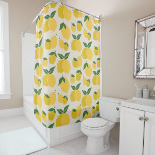 Les Citrons 01 Retro Lemon Abstract Lemons Shower Curtain
