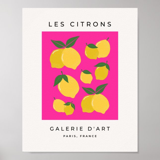 Les Citrons 02 Retro Lemon Hot Pink Poster (Front)