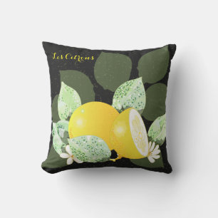 Les Citrons Black Outdoor Cushion