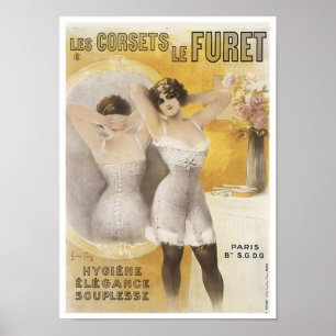 Les Corsets Le Furet Vintage Corset Ad Poster