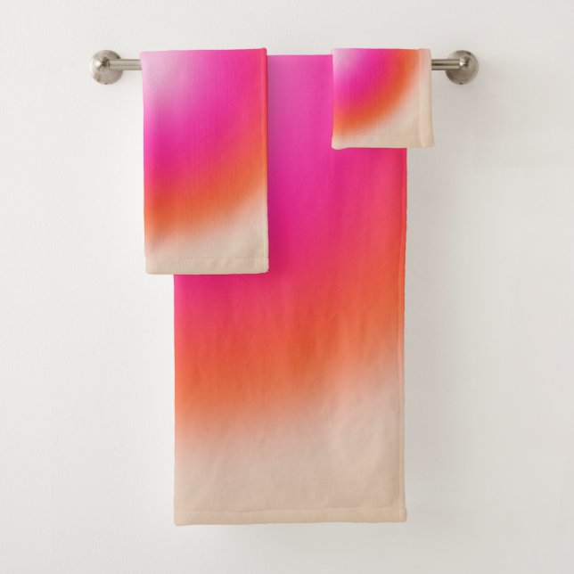 Les Couleurs 12 Orange And Pink Gradient Bath Towel Set (Insitu)