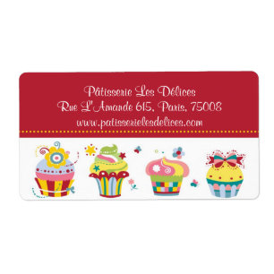 Les Cupcakes - Cute Bakery Customisable Labels