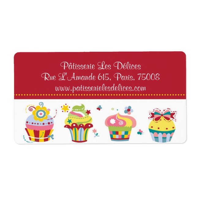 Les Cupcakes - Cute Bakery Customisable Labels (Front)