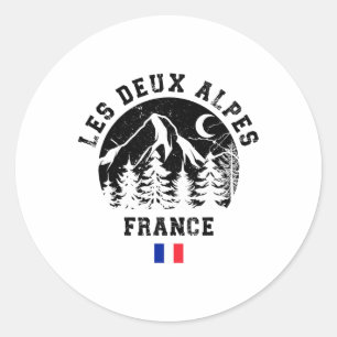 Les Deux Alpes France Alps Ski Resort Alpine Skiin Classic Round Sticker