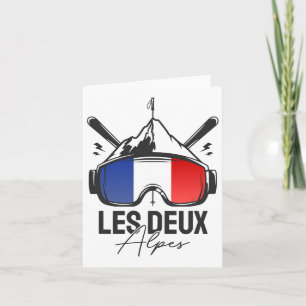Les Deux Alpes France Ski Resort Retro Skiing  Card