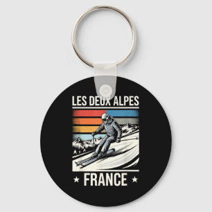 Les deux alpes france skiing, french mountain ski key ring