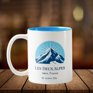 Les Deux Alpes, Isère, France ski resort souvenir Two-Tone Coffee Mug