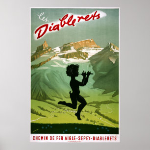 Les Diablerets,Switzerland, Vintage Travel Poster