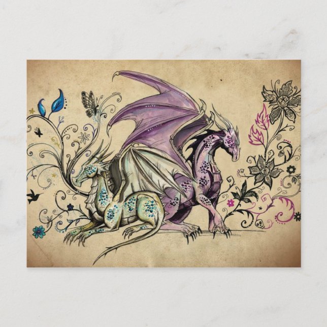 Les dragons fleuris - postcard (Front)