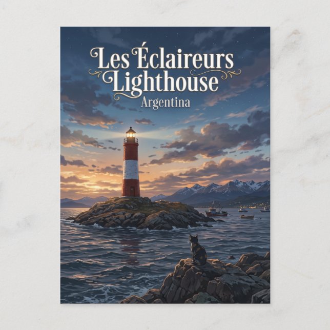 Les Éclaireurs Lighthouse Argentina Postcard (Front)