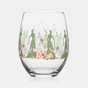 Les Femme 16 oz. Stemless Wine Glass Pastel Design