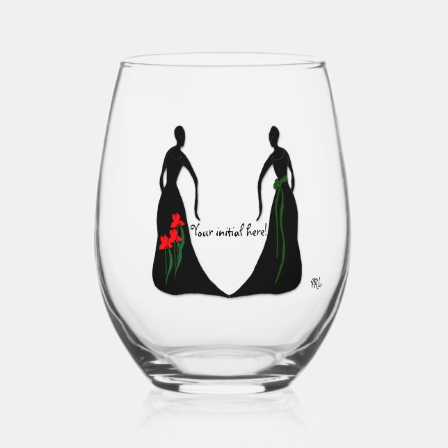 Les Femmes 16 oz. Stemless Wine Glass Personalised (Front)