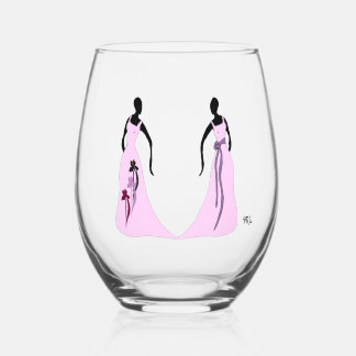 Les Femmes 16 oz. Stemless Wine Glass Pink