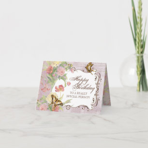 Les Fleurs Peony Rose Tulip Floral Flowers Wedding Card