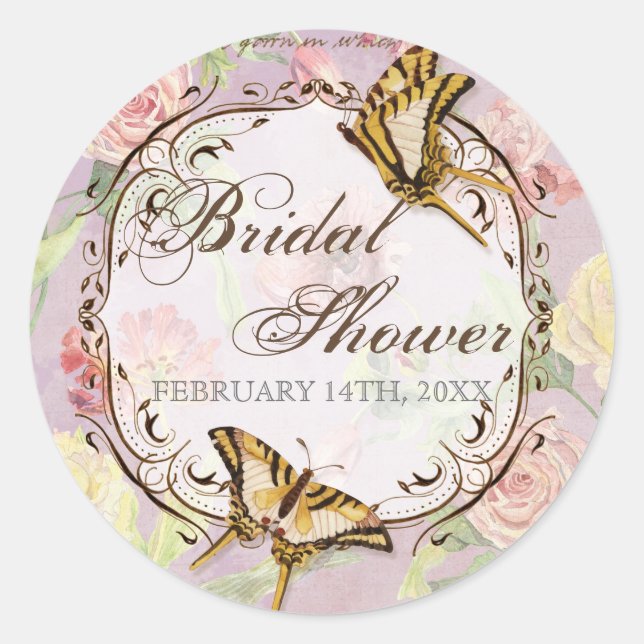 Les Fleurs Peony Rose Tulip Floral Flowers Wedding Classic Round Sticker (Front)