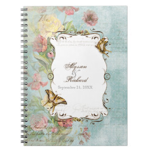 Les Fleurs Peony Rose Tulip Floral Flowers Wedding Notebook
