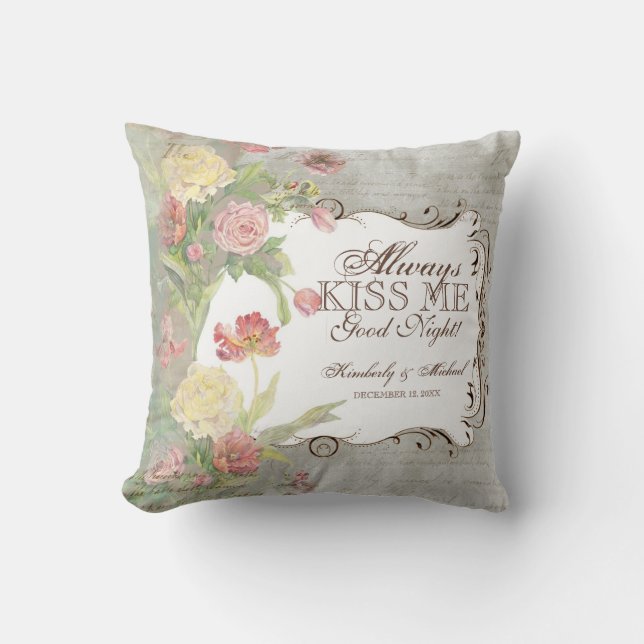 Les Fleurs Peony Rose Tulip Iris Floral Flowers Cushion (Front)