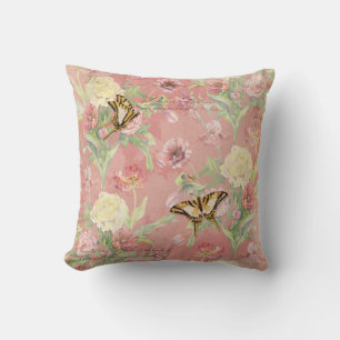 Les Fleurs Peony Rose Tulip Iris Floral Flowers Cushion