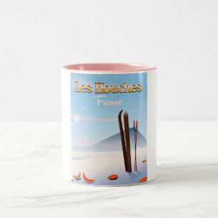 Les Houches France ski poster Two-Tone Coffee Mug