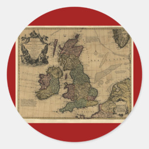 Les Isles Britanniques, 1700's Map Classic Round Sticker
