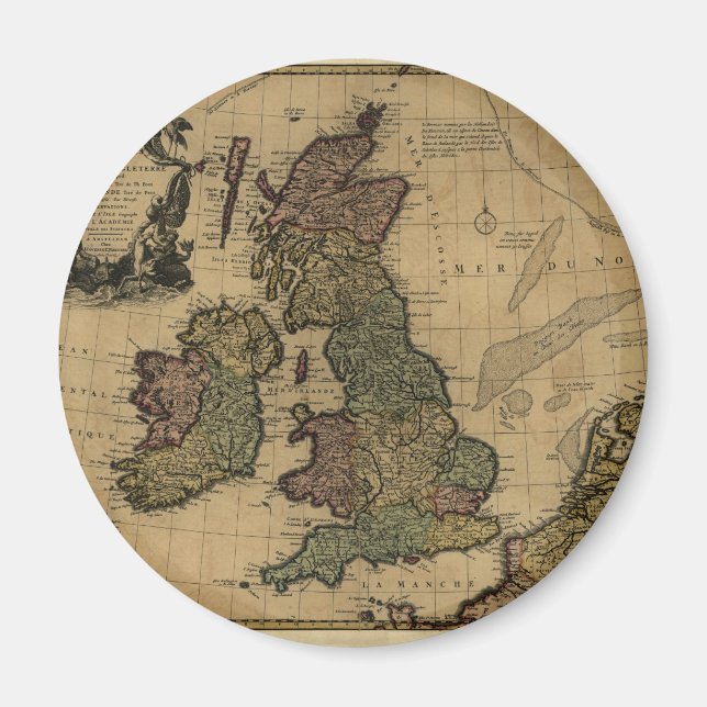 Les Isles Britanniques, 1700's Map Magnet (Front)