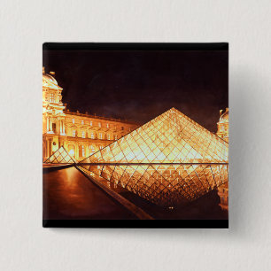 "Les Lumieres du Louvre" Watercolor Art 15 Cm Square Badge