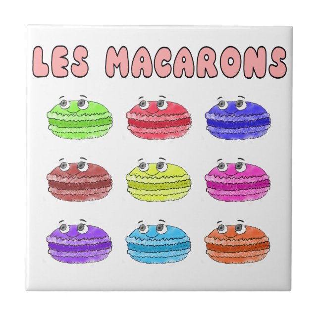 Les Macarons Cute Cartoon Ceramic Tile (Front)