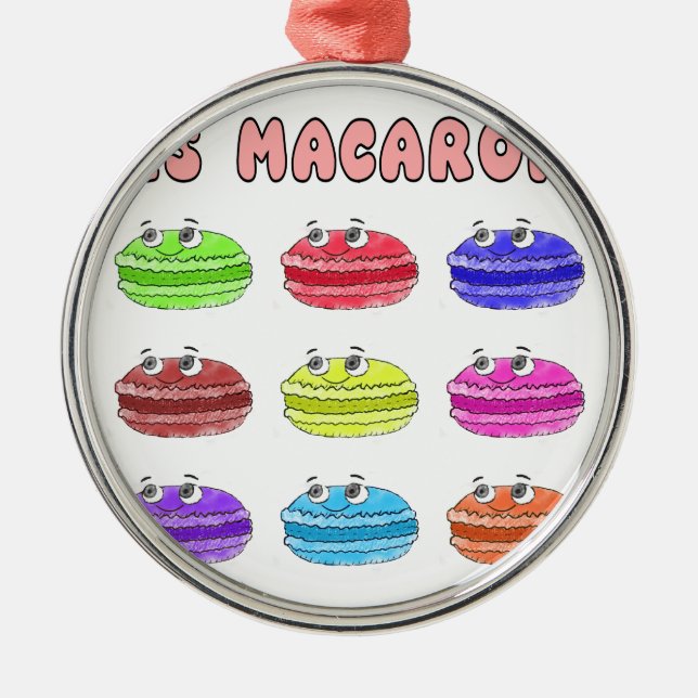 Les Macarons Cute Cartoon Metal Ornament (Front)