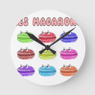 Les Macarons Cute Cartoon Round Clock