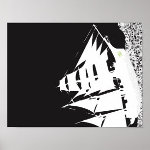 Les Mis Ship Silhouette Poster