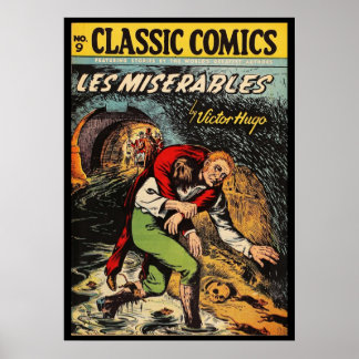 Les Miserables Victor Hugo Comic Book Cover Poster