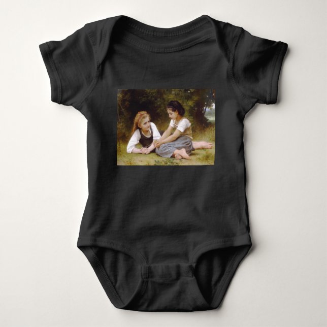 Les Noisettes: Young Girls Collecting Hazelnuts Baby Bodysuit (Front)