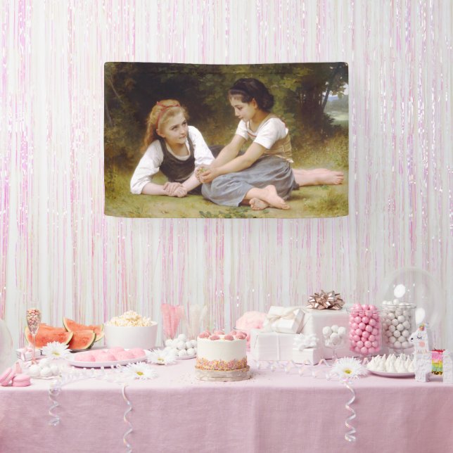 Les Noisettes: Young Girls Collecting Hazelnuts Banner (Party)