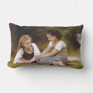 Les Noisettes: Young Girls Collecting Hazelnuts Lumbar Cushion