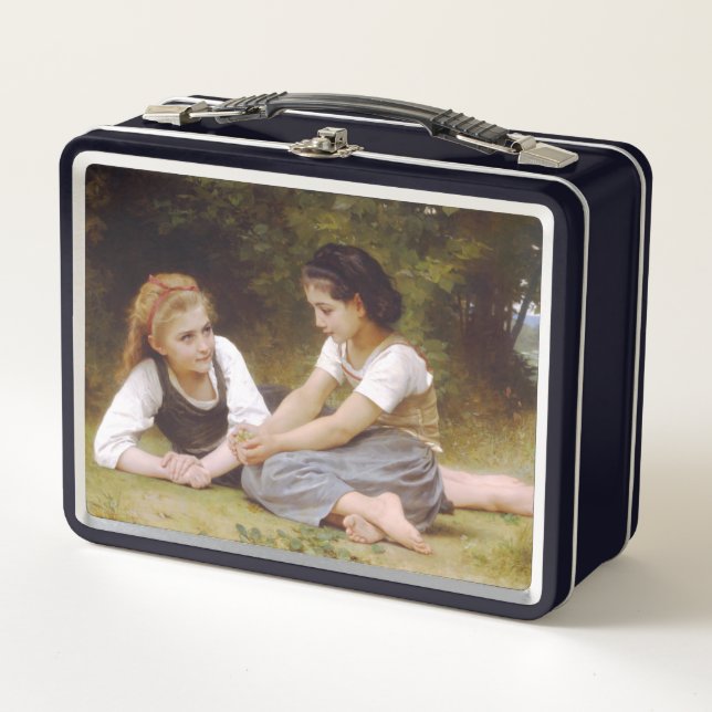 Les Noisettes: Young Girls Collecting Hazelnuts Metal Lunch Box (Front)