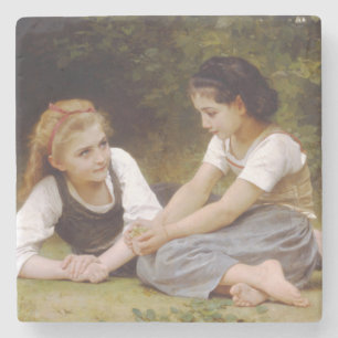 Les Noisettes: Young Girls Collecting Hazelnuts Stone Coaster