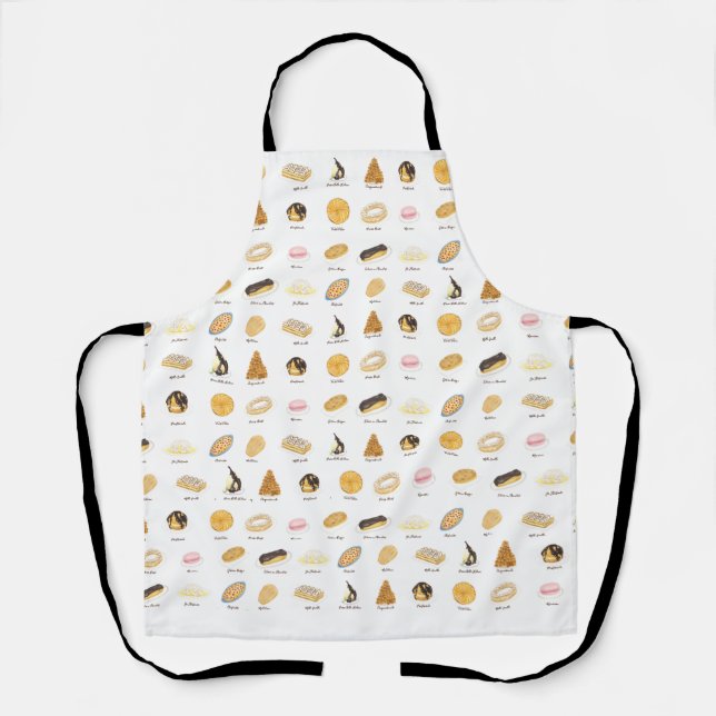 Les Pâtisserie Françaises watercolor Apron (Front)