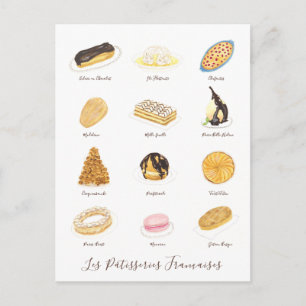Les Pâtisserie Françaises watercolor Postcard