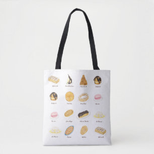 Les Pâtisserie Françaises watercolor Tote Bag