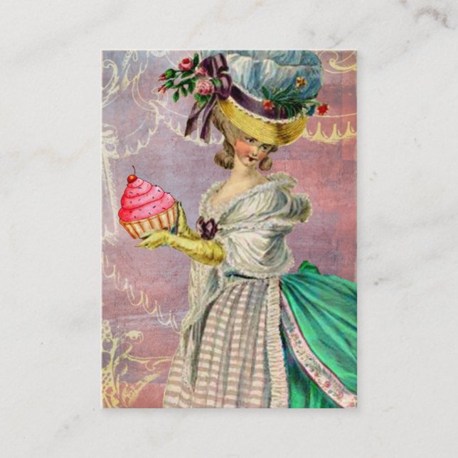 Les Petits Gateaux Marie Antoinette Cupcake & Bird Business Card (Front)