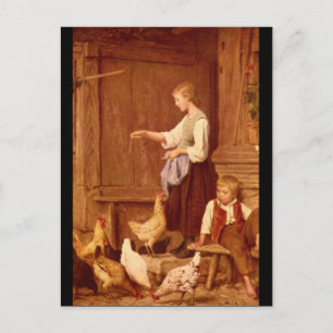 Les Poules', Albert Anker_Groups and Figures Postcard