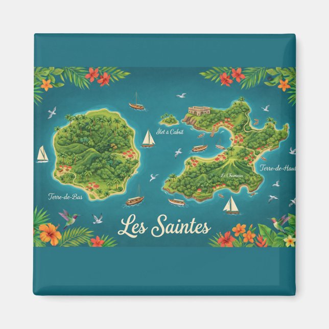 Les Saintes - Illustrated Island Map Magnet (Front)