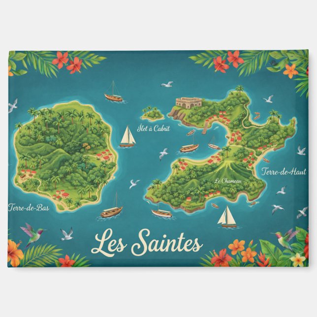 Les Saintes - Illustrated Island Map Magnet (Front)